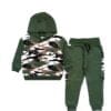 Olive Green Camouflaged Style Hoody Fleece Tracksuit
