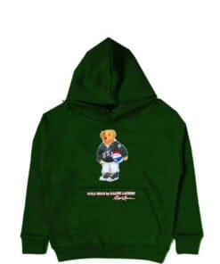 PLO Bear with Football Fleece Hoodie - Dark Green