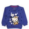 Silver Sequence Hearts Golden Kitty Sweatshirt - Sapphire Blue