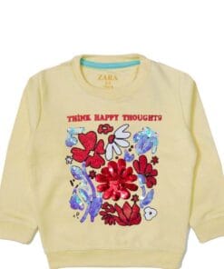 Think Happy Thoughts Sequence Fleece Sweatshirt - Lime Yellow