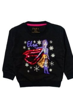 Elsa Sequence Fleece Sweatshirt-Black
