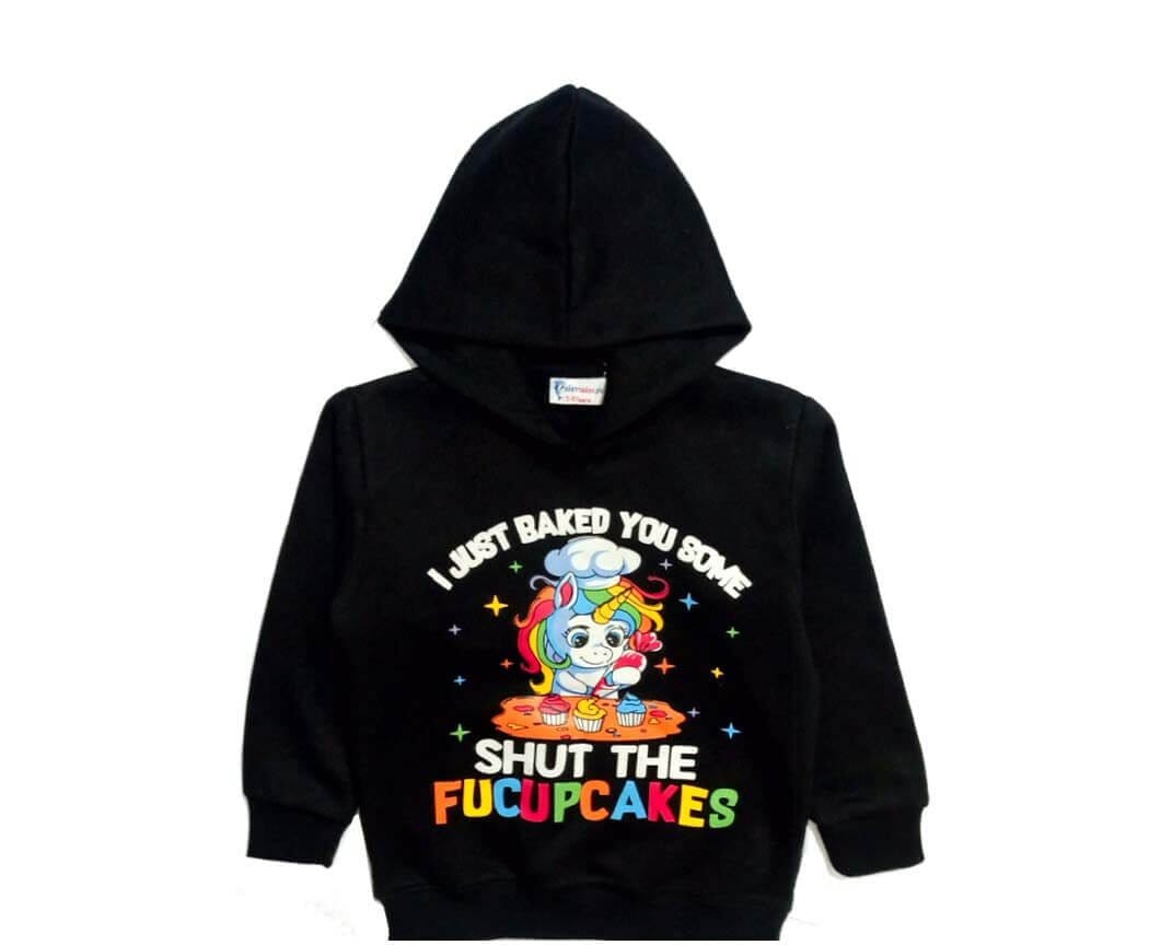 Fu cup Cakes Fleece Hood-Black
