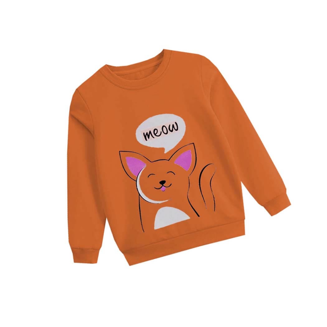 Meow Sweet Cat Fleece Sweatshirt - Rust 1