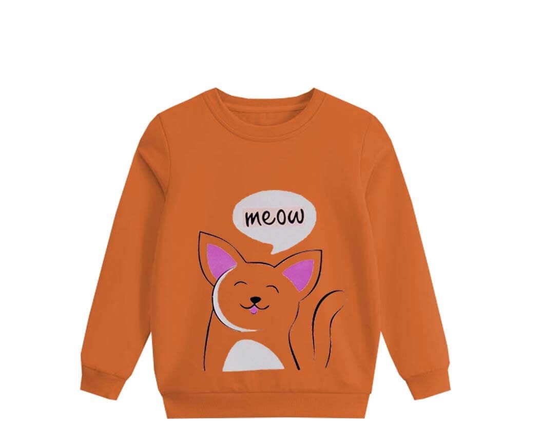 Meow Sweet Cat Fleece Sweatshirt - Rust