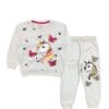 Pink Butterfly With Sequence Unicorn Fleece Tracksuit - Gray
