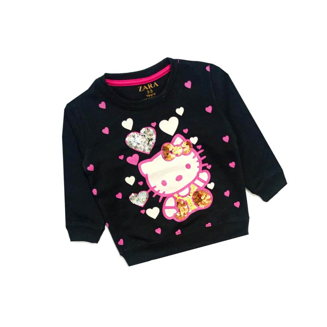 Pink Hearts Sequence SweatShirt - Black 1