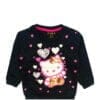 Pink Hearts Sequence SweatShirt - Black