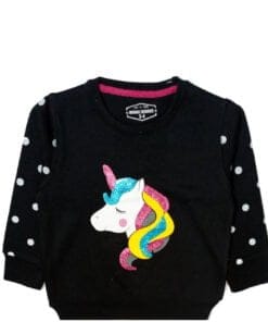 Polka Dots Sequence Unicorn Sweatshirt - Black