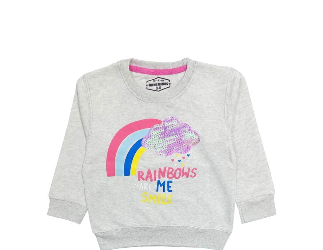 Rainbow Make Me Smile Sequence Sweatshirt - Gray