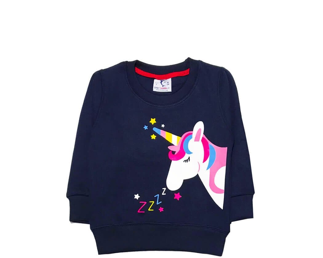 Singing Unicorn Fleece Sweatshirt - Navy Blue
