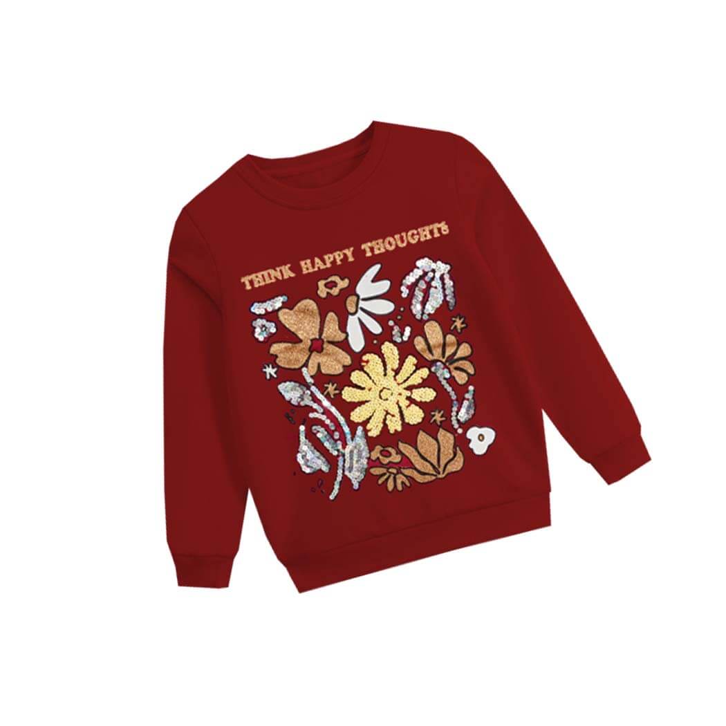 Think HAppy Thoughts Sequence Sweatshirt - Maroon 1