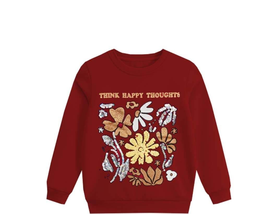 Think HAppy Thoughts Sequence Sweatshirt - Maroon