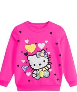 Yellow Hearts Sequence SweatShirt - Shocking Pink