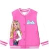 Barbie Stylish Girl BaseBall Fleece Jacket - Pink & White