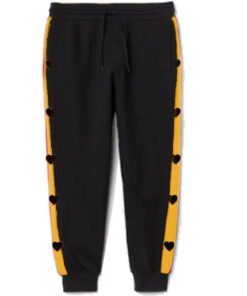Black Mini Hearts Fleece Trouser - Black