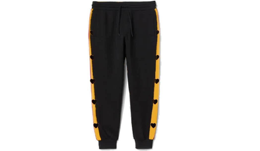 Black Mini Hearts Fleece Trouser - Black