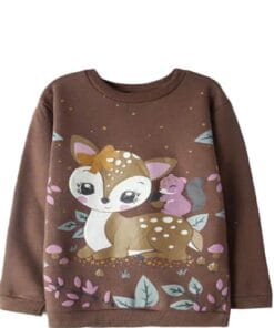 Cute Baby Deer Fleece Sweatshirt - Brown