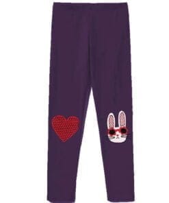 Fancy Cat & Heart Premium Lycra Tights For Girs - Purple