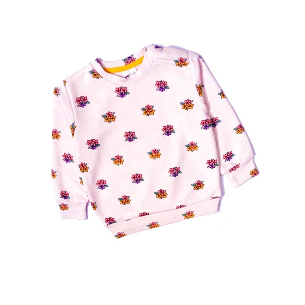 Flowers Fleece Sweatshirt - Baby Pink 1
