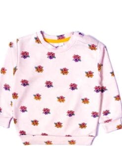 Flowers Fleece Sweatshirt - Baby Pink