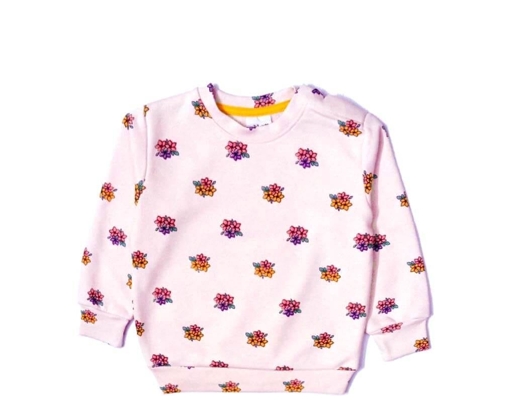 Flowers Fleece Sweatshirt - Baby Pink