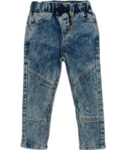 Stone Washed Joggers with Drawstring Waist Denim Pent - Ice Blue