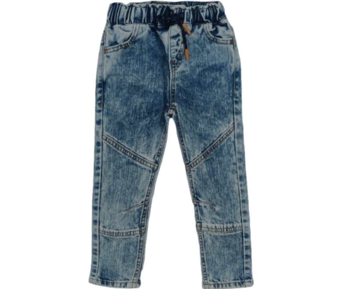 Stone Washed Joggers with Drawstring Waist Denim Pent - Ice Blue