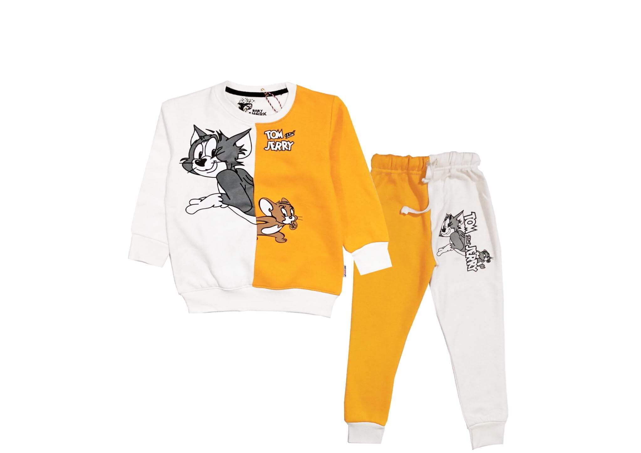 Tom & Jerry Hide & Seel Penal Trouser Fleece Tracksuit - Mustard & White
