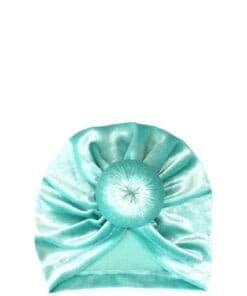 Velvet Knot Head Baby Girls Turban Cap - Mint Green