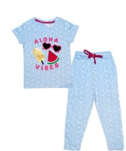 Aloha Vibes Stars Tee & Trouser - Sky Blue