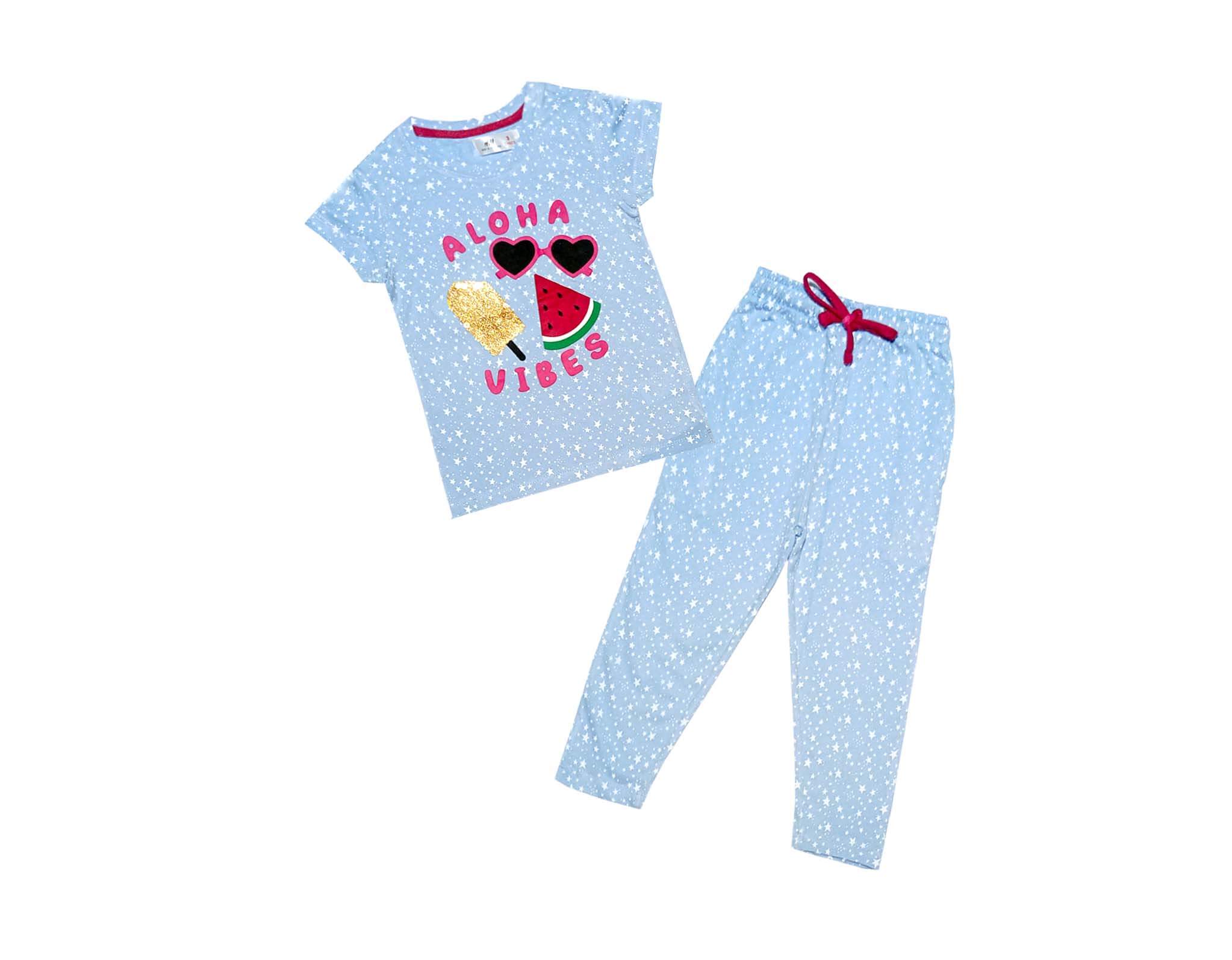 Aloha Vibes Stars Tee & Trouser - Sky Blue 1