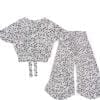 Black Floral Fish Cut Top & Trouser - White