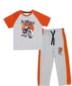 Born To Ride Tee & Trouser - Grey & Orange
