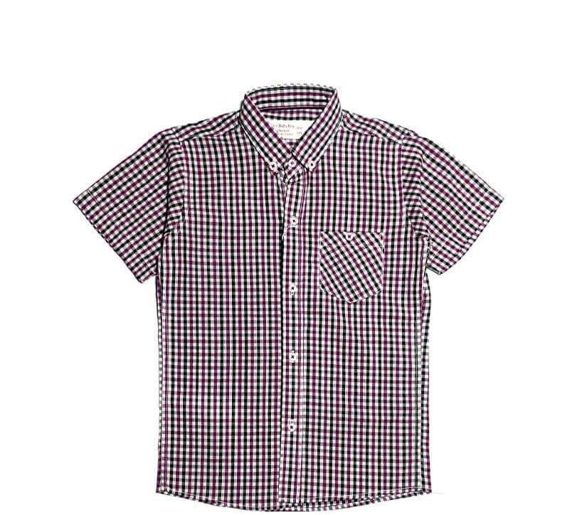 Burgundy Classic Short Sleeves Cotton Casual Shirt