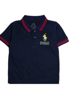 Double Red Tip Coller Polo Shirt -Navy Blue