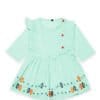 Goegeous Baby Girls Stylish Cotton Frock - Sea Green