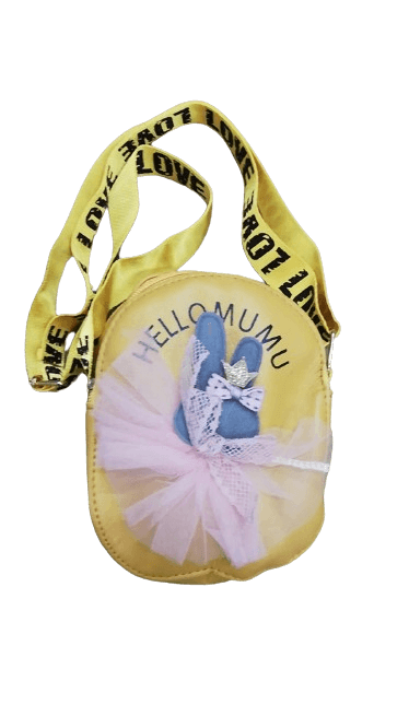 Hello Mumu Love Strip Kids Purse- Mustared