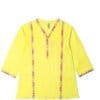 Lemon Kurti WIth Pink & Orange Embroidered Patch