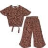Leopard Print Fish Cut Top & Flapper - Brown