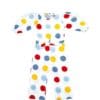 Multi Color Circle Puff Sleeves Jumpsuits - White