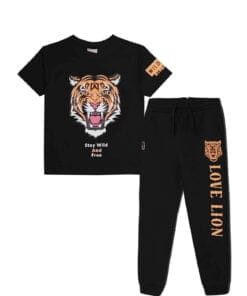 Stay Wild & Free Tee & Trouser - Black