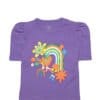 Summer Rainbow Puff Sleeves Style Tee Shirt - Purple