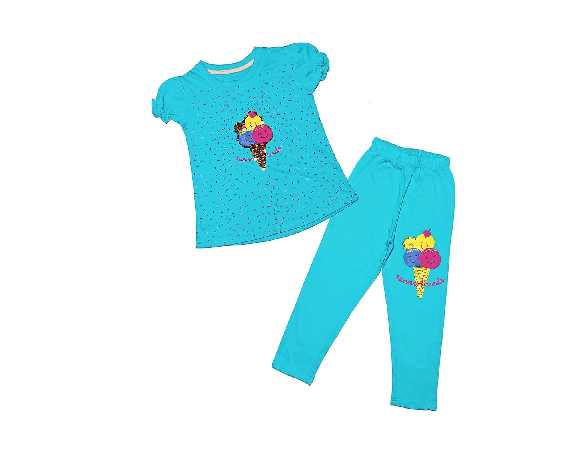 Summer Sequence Candy Friends Tee & Trouser - Aqua 1