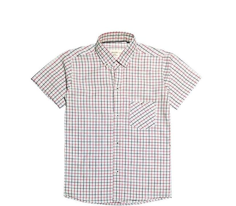 White Small Checked Cotton Casual Shirt