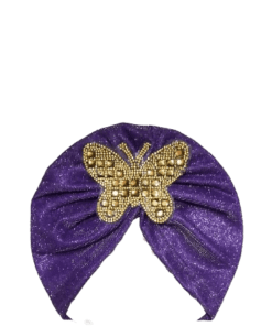 Baby Moonlight Butterfly Motifs Turban Cap Elastic Stretch - Light Purple