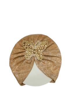 Baby Moonlight Butterfly Motifs Turban Cap Elastic Stretch - Peach