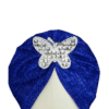 Baby Moonlight Butterfly Motifs Turban Cap Elastic Stretch - Shining Blue