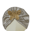 Baby Moonlight Butterfly Motifs Turban Cap Elastic Stretch - Silver White
