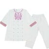Baby Pink Trendy Embroidery Cotton Shirt & Trouser - White