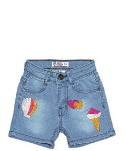 Cone & Heart DEnim Shorts - Sky Blue